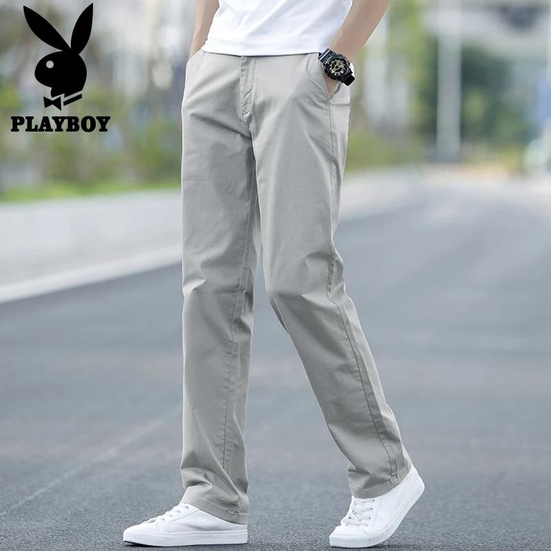 PLAYBOY秋季新款清凉休闲裤宽松直筒长裤看球薄款百搭透气男裤子
