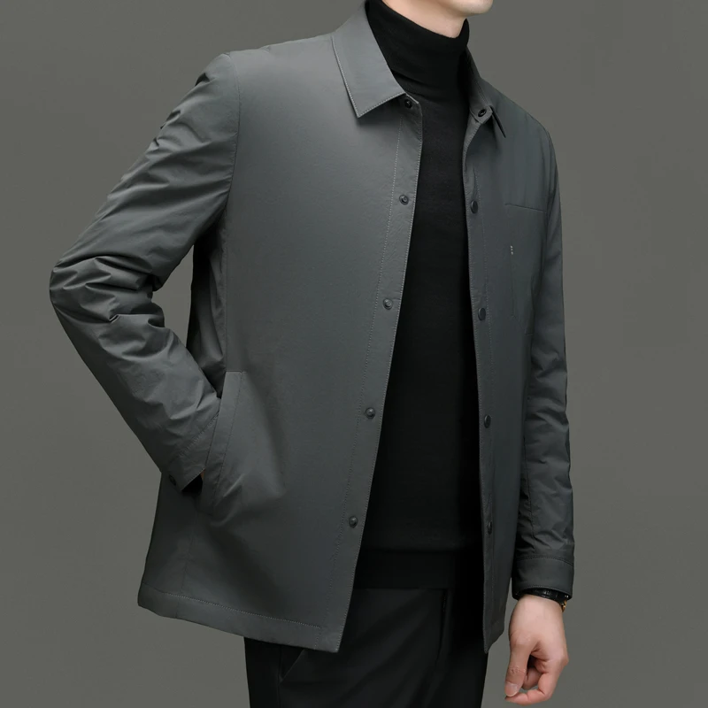 冬季高端男士翻领鹅绒羽绒服男装行政商务休闲轻薄保暖鹅绒服外套