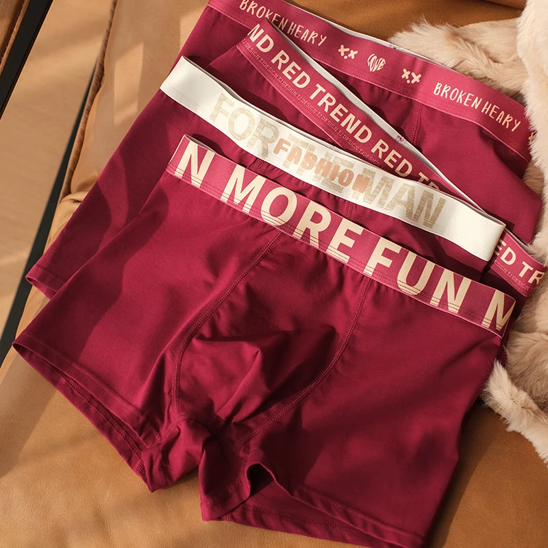 ZackWear本命年男士内裤纯棉男款幸运红送礼送对象礼物中腰四角裤