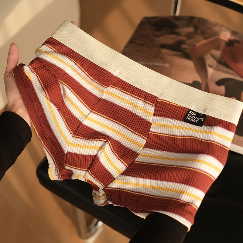 ZackWear纯棉男士内裤男款时尚条纹男生平角裤舒适中腰四角裤短裤