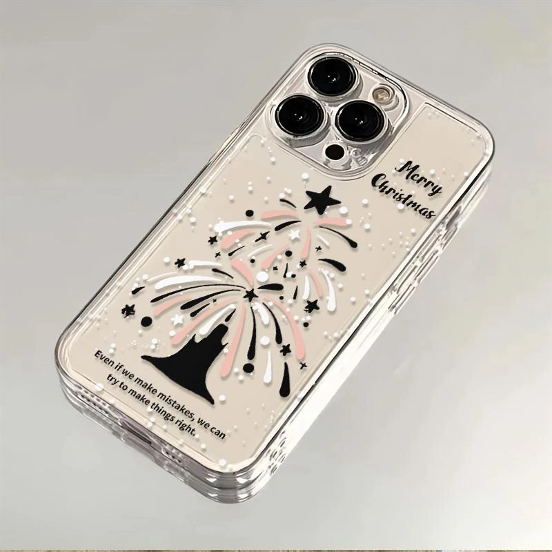 黑白圣诞树苹果15手机壳iphone14promax创意13pro全包精孔7/8防摔