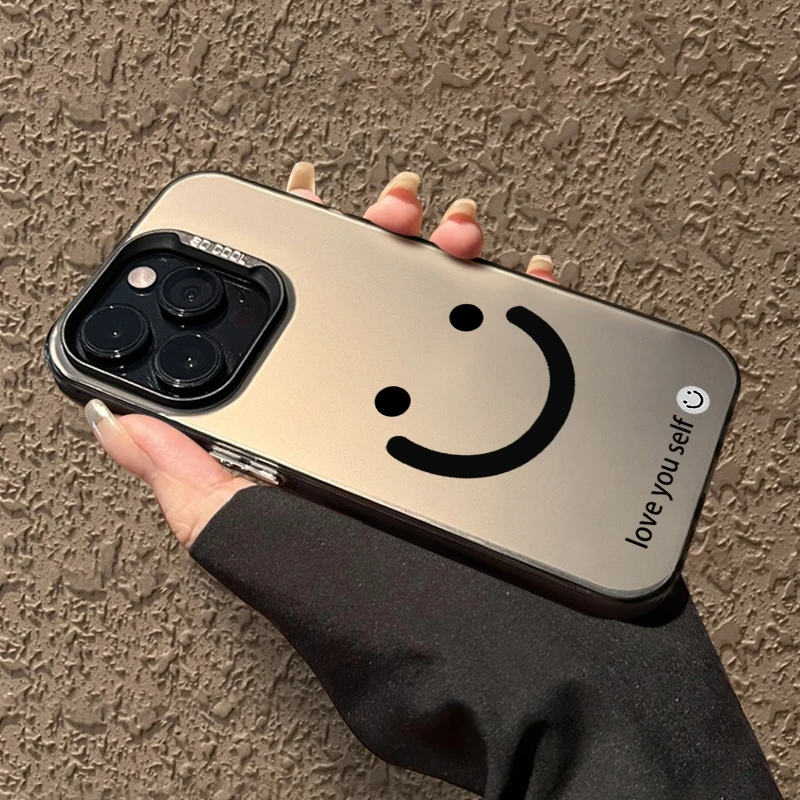 简约笑脸苹果15手机壳iPhone14promax硬壳12/13防摔7/8高级感x/xs