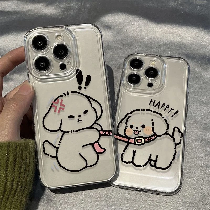 太空情侣小狗苹果15手机壳iphone14promax软13/12全包精孔7/8防摔