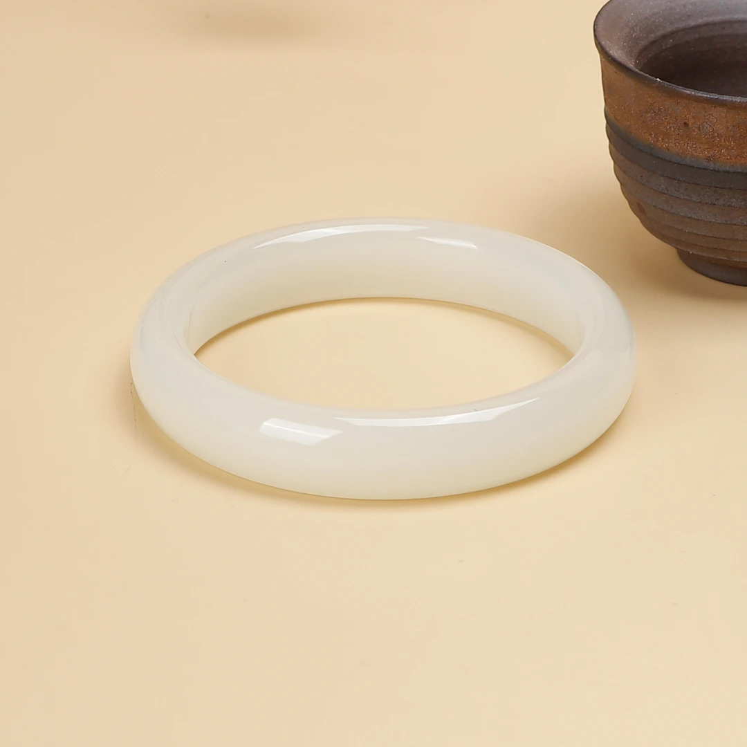 【太元珍选】新疆老料羊膏油透闪一级白手镯Q466一