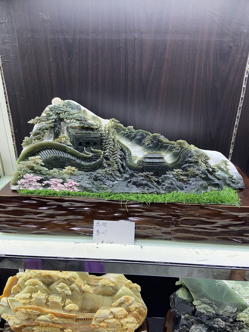 纯手工天然岫岩玉长城长58高27