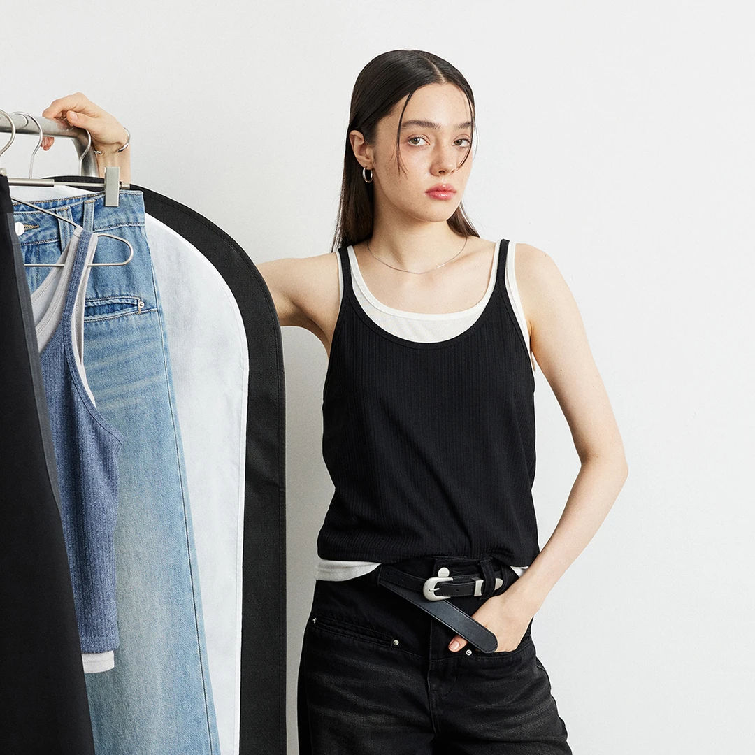 SEEKSIMPLE 假两件吊带背心女内搭夏季打底宽松外穿无袖上衣D9136
