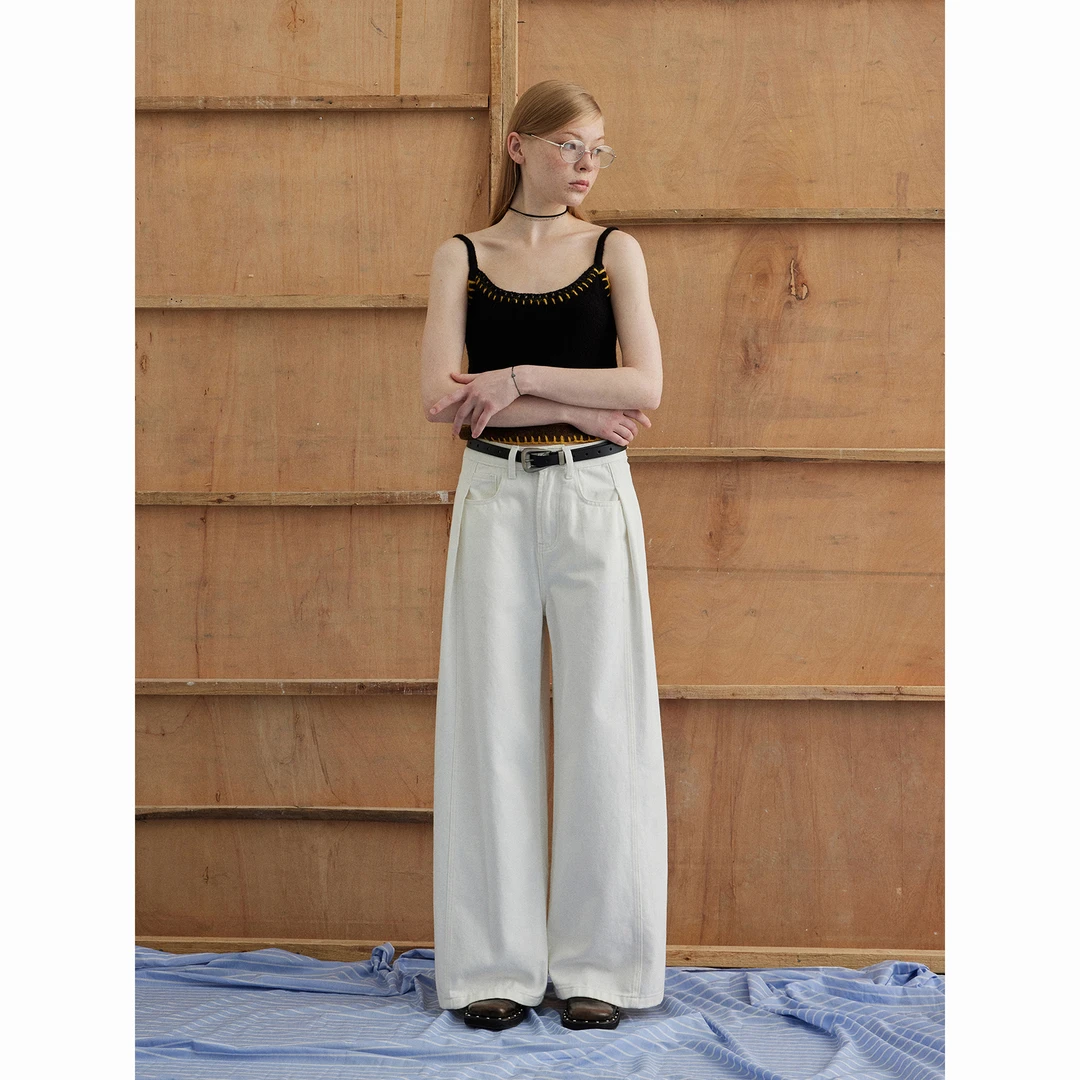 【孤品】 理想型 阔腿牛仔裤女直筒垂感拖地长裤D5106