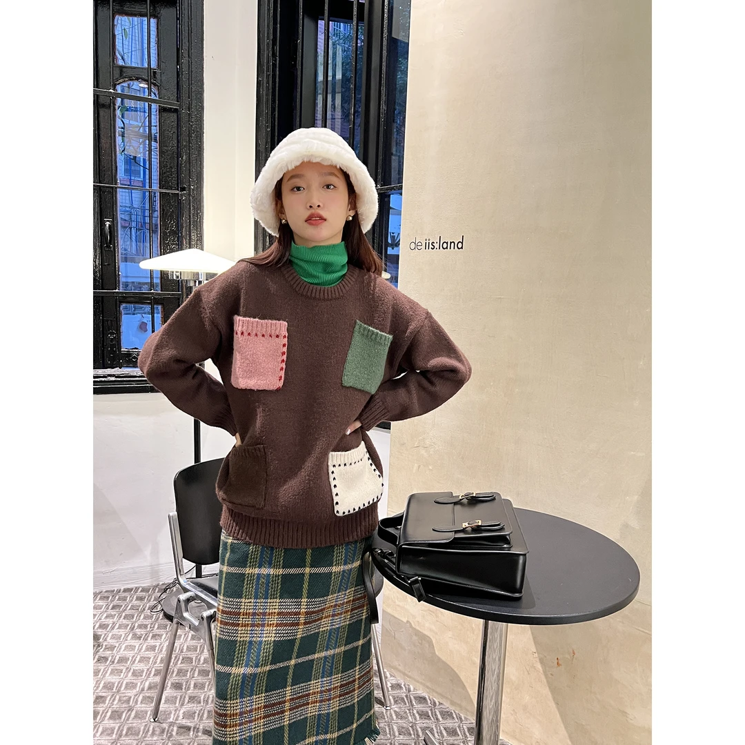 SEEKSIMPLE 设计感毛衣女冬奶系甜美温柔上衣F0404