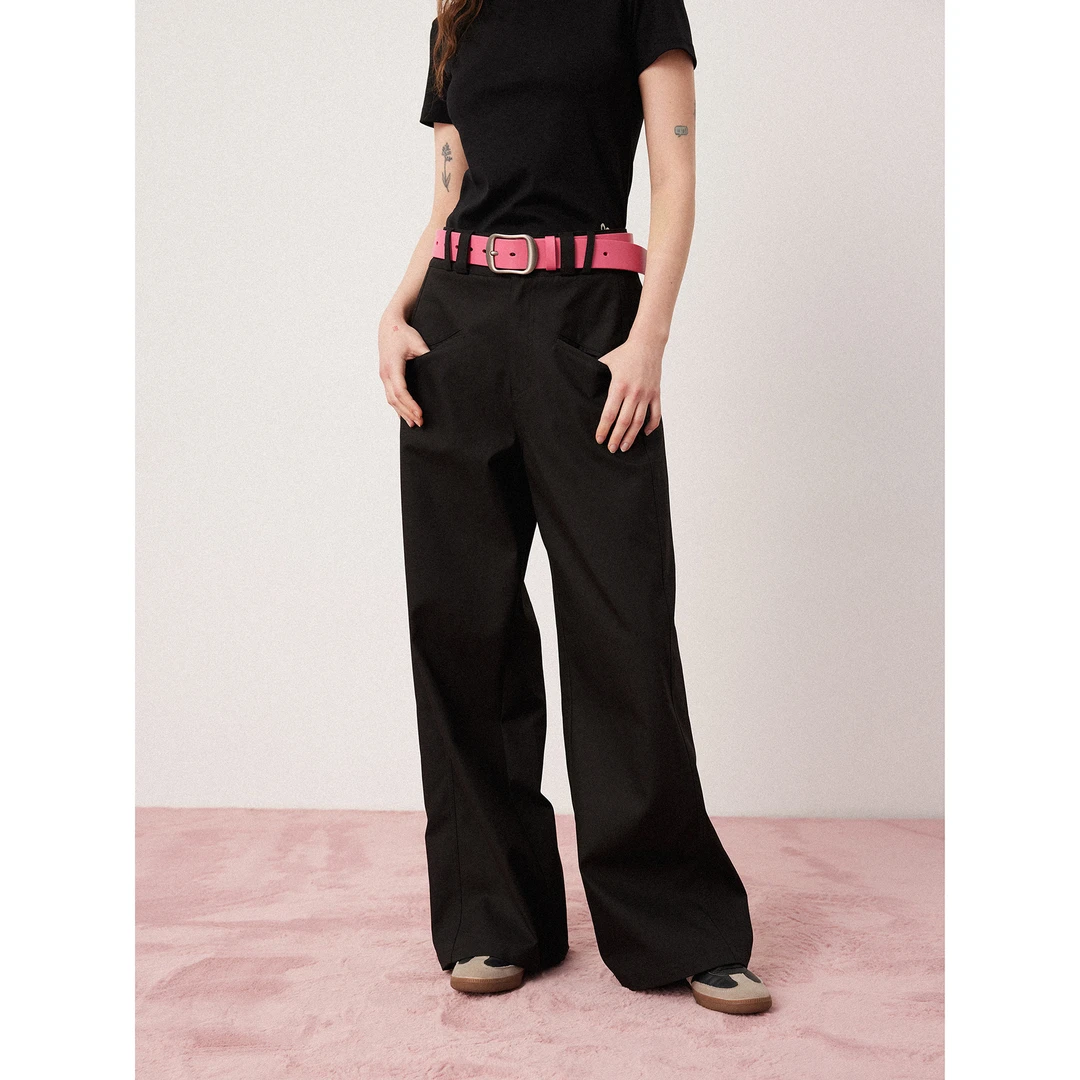 SEEKSIMPLE 直筒休闲裤女纯棉裤子垂感百搭显瘦宽松阔腿裤D5012..