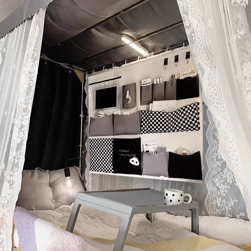 布艺挂袋ins风学生宿舍收纳袋床上铺衣柜挂兜大学生必备好物神器