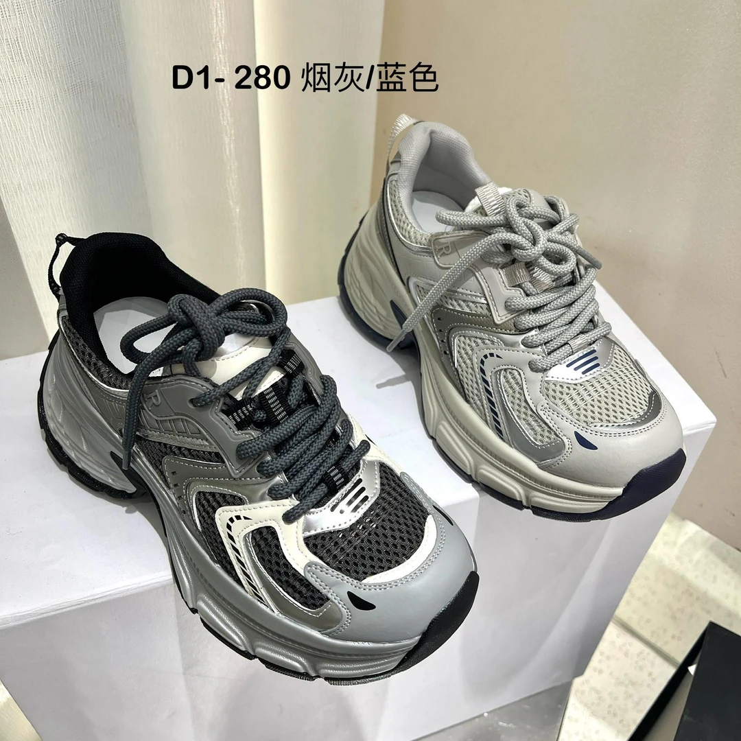 2024秋季新款厚底增高网面鞋女炸街欧美风休闲老爹鞋D1-280