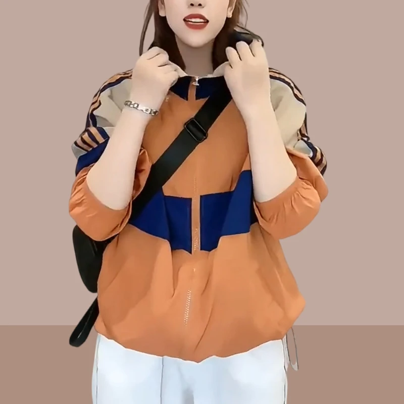 夏季宽松大码防晒衣女装轻薄款外套休闲时尚遮阳防晒服连帽皮肤衣