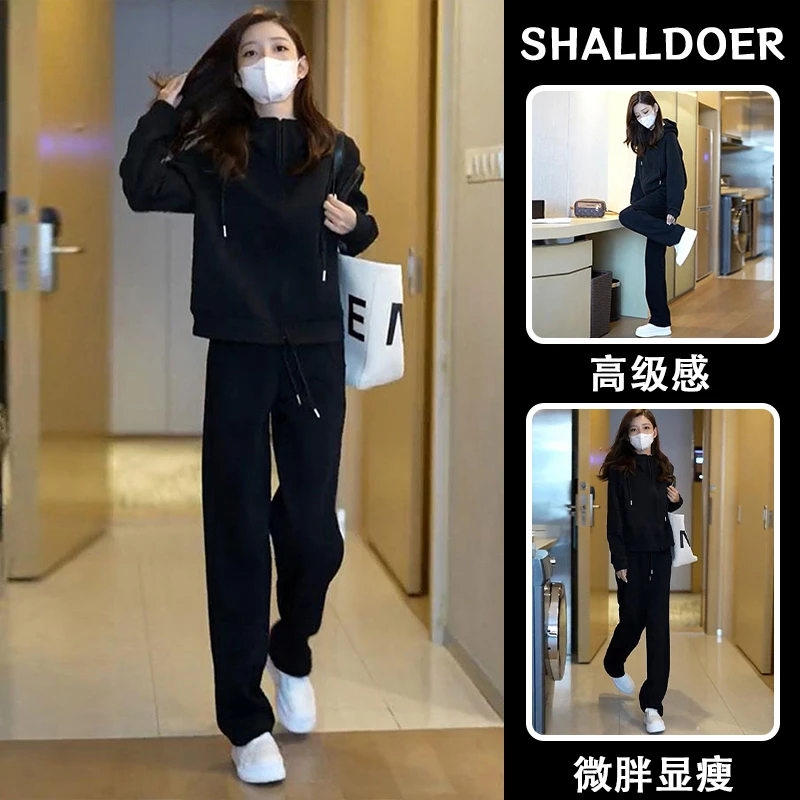 高级感休闲运动两件套女春秋季2025新款洋气垂感卫裤开衫卫衣套装