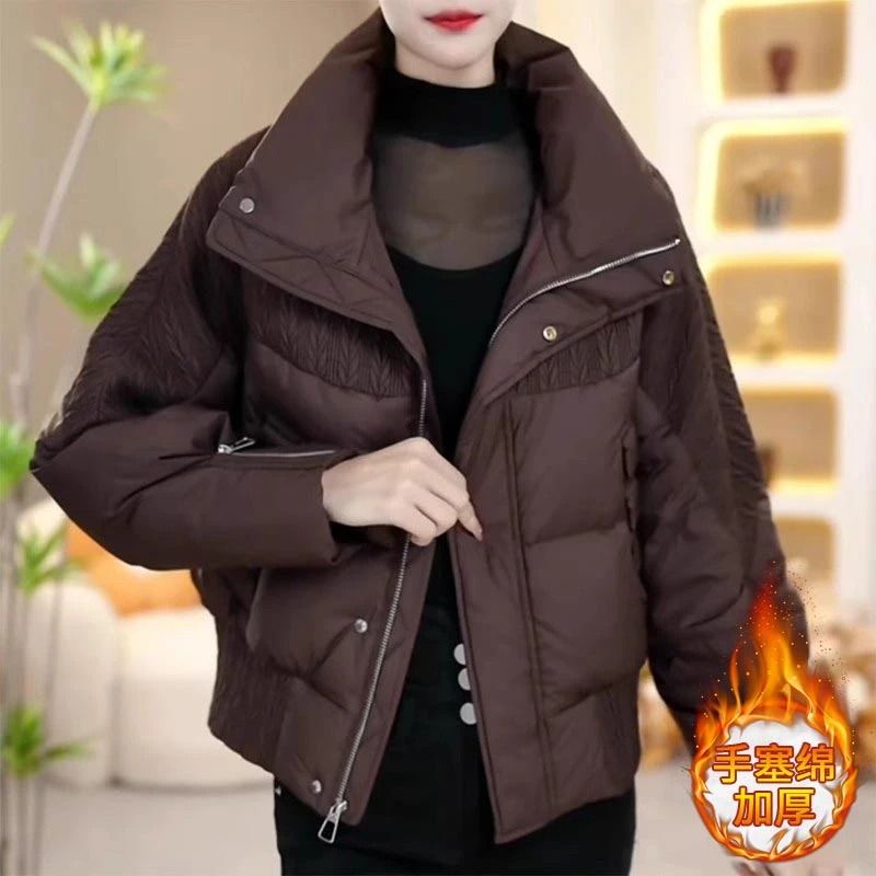 韩版纯色短款棉服女2025年秋冬季新款大码显瘦防风保暖面包服外套