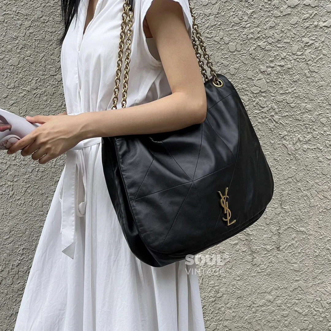 95新 YSL/圣罗兰 Ysl 黑金 羊皮 jamie大号/620536162