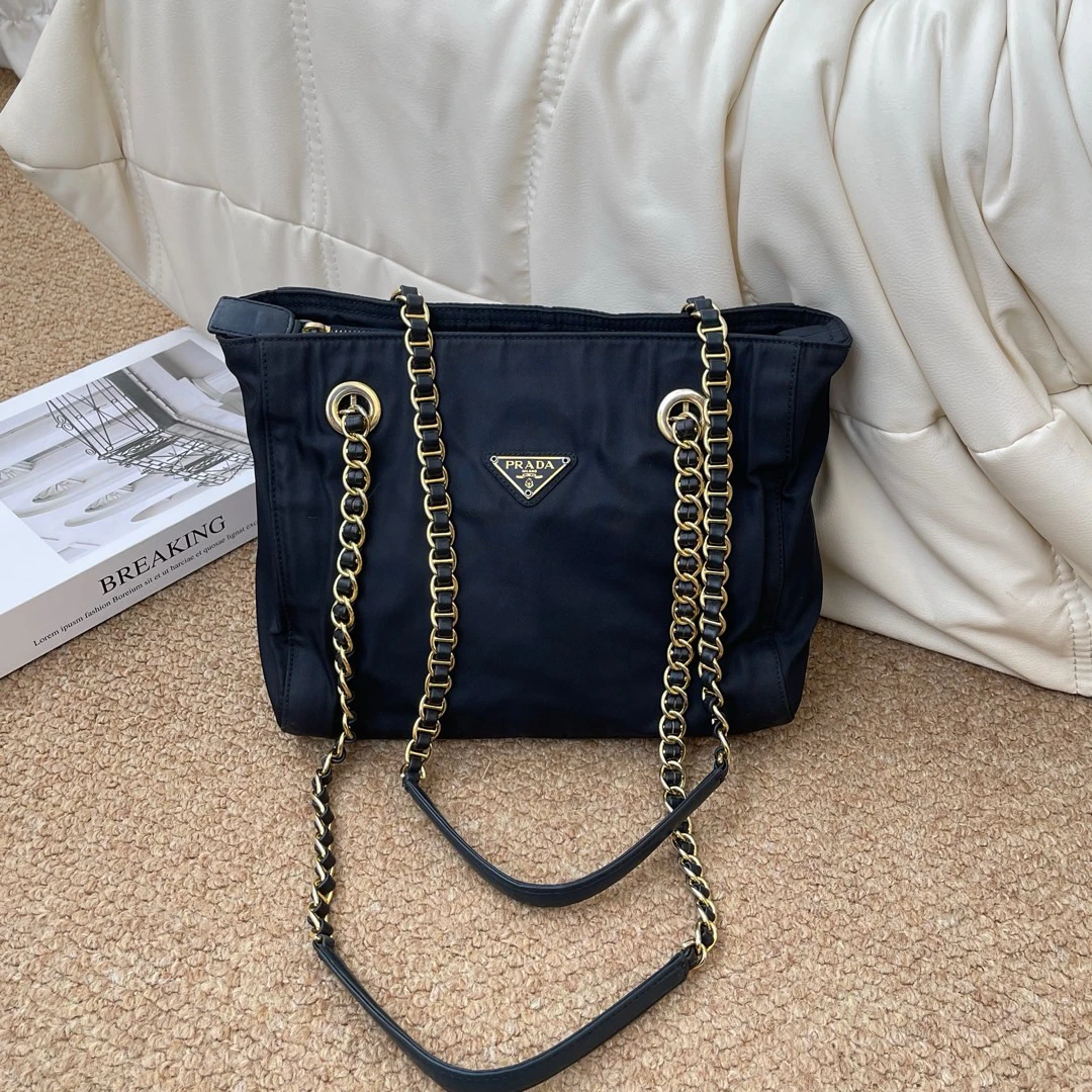 95新 Prada/普拉达 fl99蓝金 尼龙降落伞26/613115146