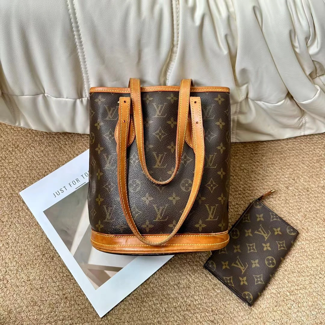 95新 LouisVuitton/路易威登 Lv 老花小水桶手提单肩包/664712368