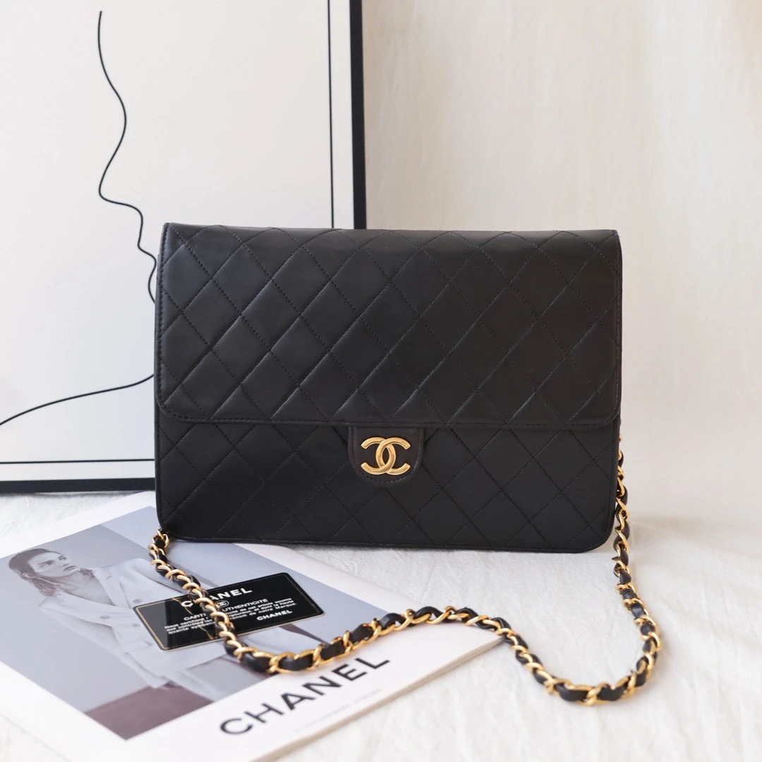 95新 Chanel/香奈儿 Chanel 黑金 中古信封 woc/603803620