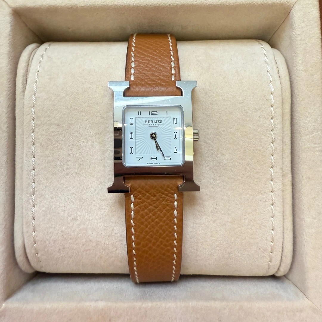 95新 Hermes/爱马仕 Hermes 粽银 HeureH腕表小号/610804796
