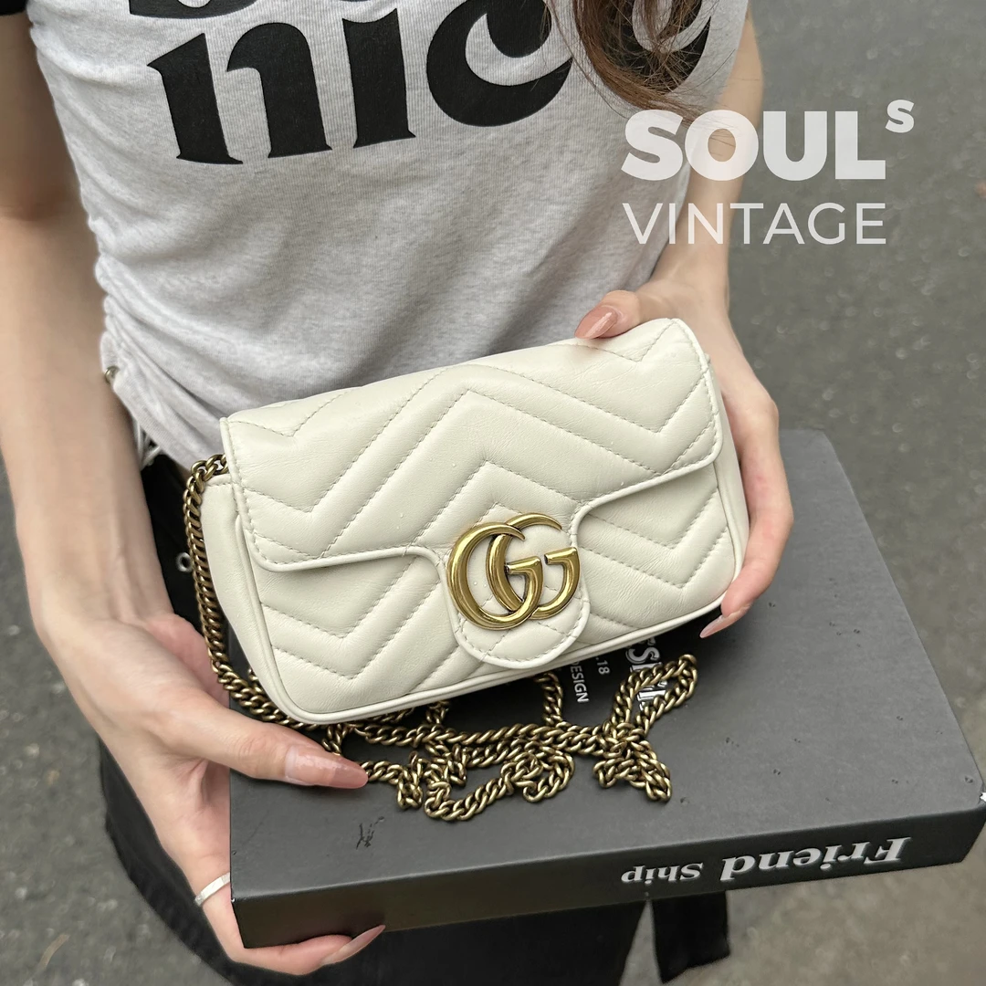 95新 GUCCI/古驰 Gucci 白金 马蒙特 迷你/616845695