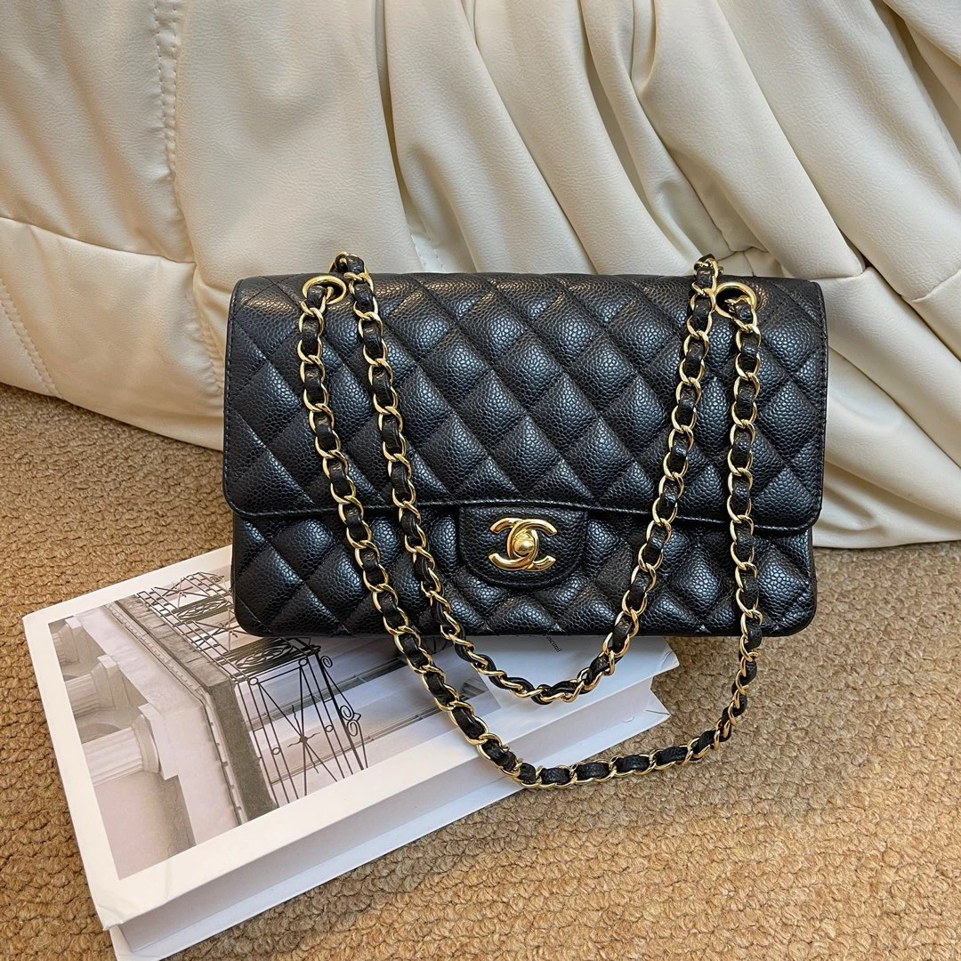 95新 Chanel/香奈儿 Chanel 黑金 鱼子酱牛经典cf中号/642962560