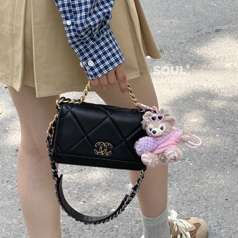 95新 Chanel/香奈儿 Chanel 黑金 羊皮19bag woc/633755913