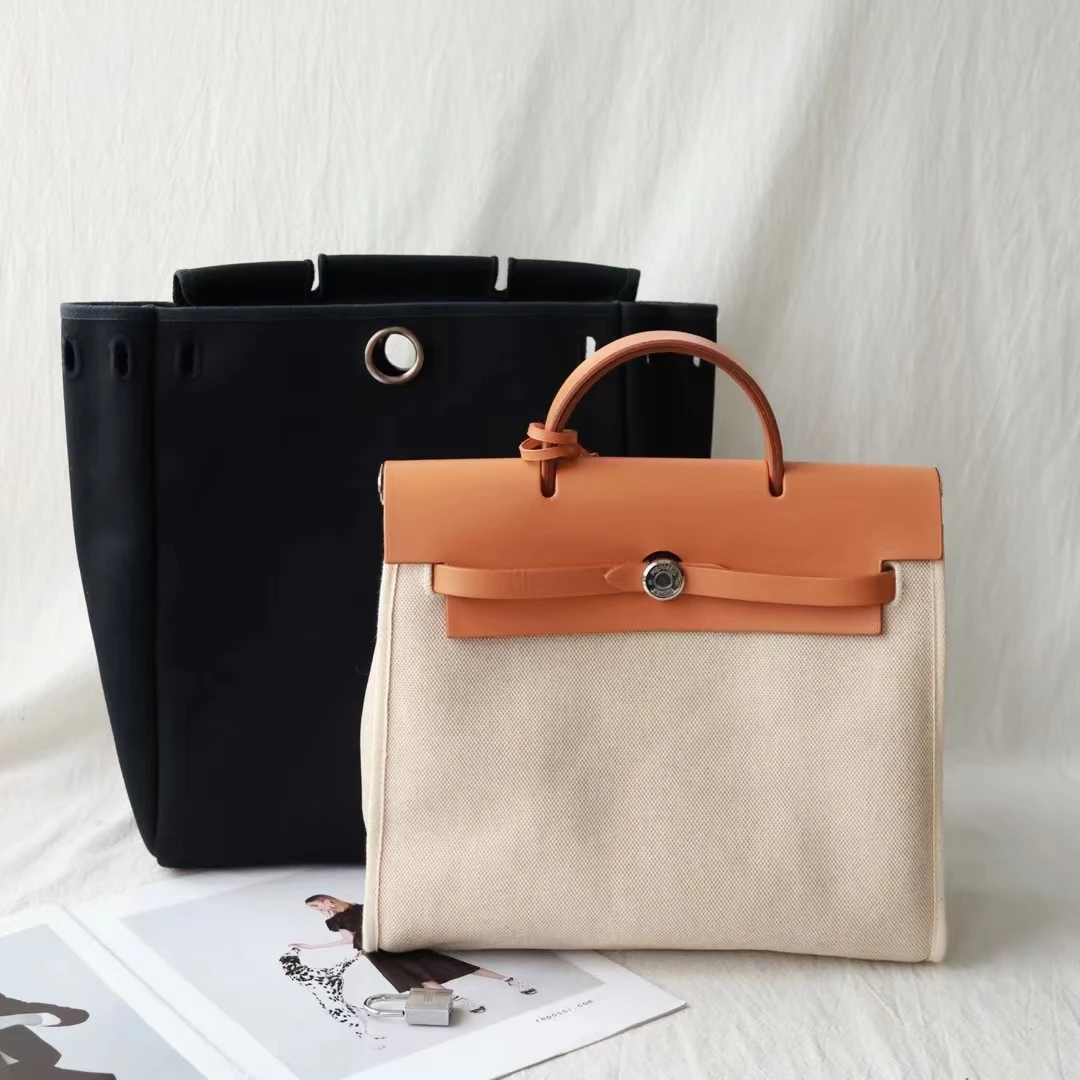 95新 Hermes/爱马仕 米拼黑 中古 双肩herbag31/696285761