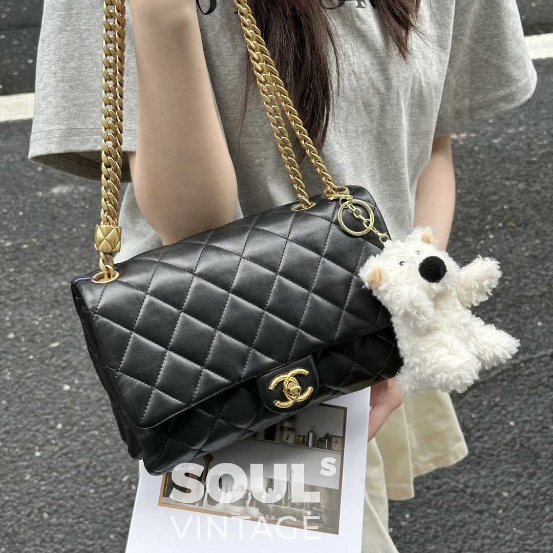 95新 Chanel/香奈儿 Chanel黑金金柱调节扣风琴 芯片款/629503426