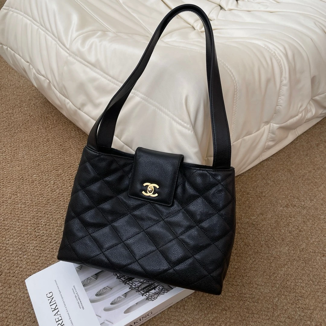 95新 Chanel/香奈儿 Chanel 黑金鱼子酱中古Kelly hobo/658847723