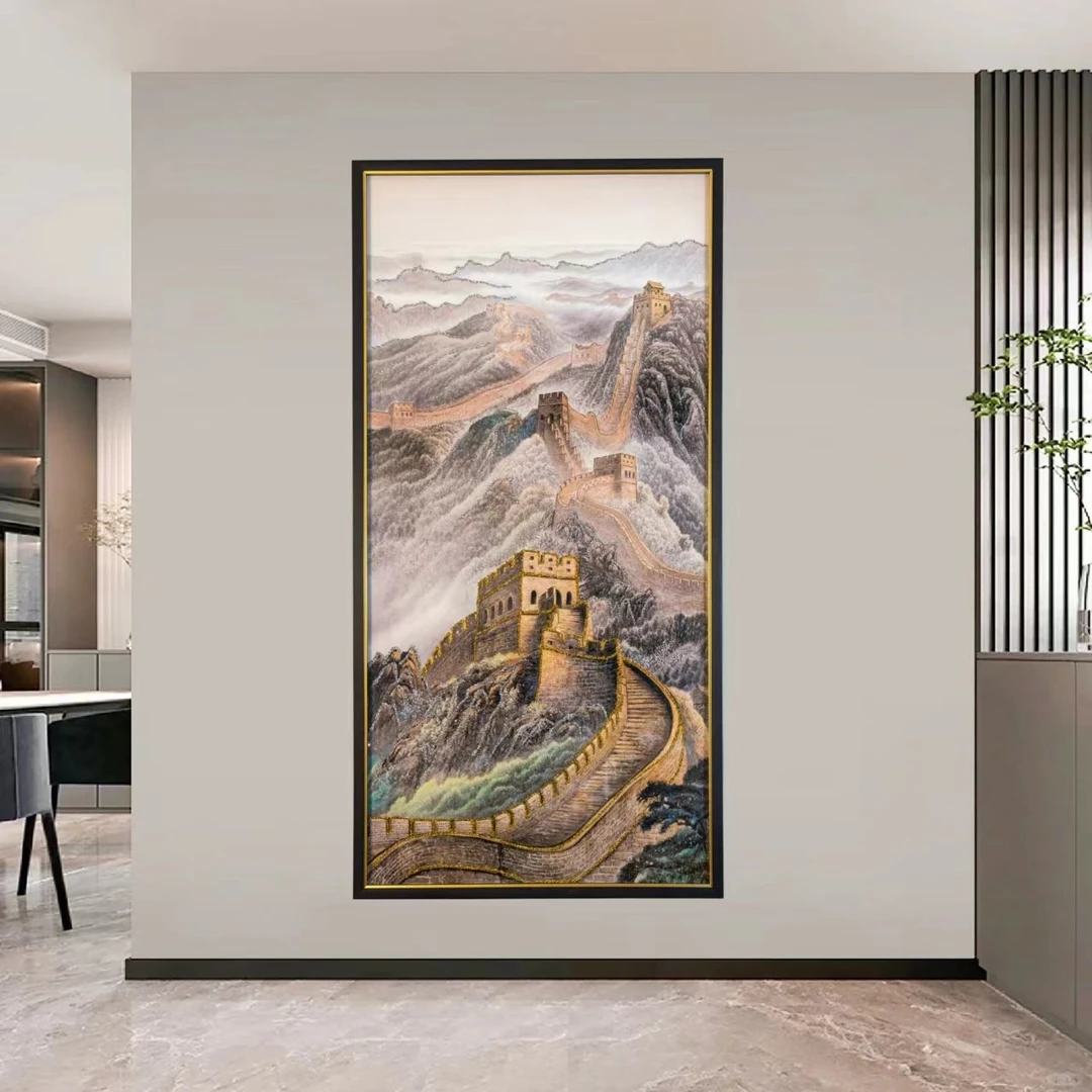 X66万里长城画玄关画竖版风景客厅装饰画过道走廊办公室山水挂画