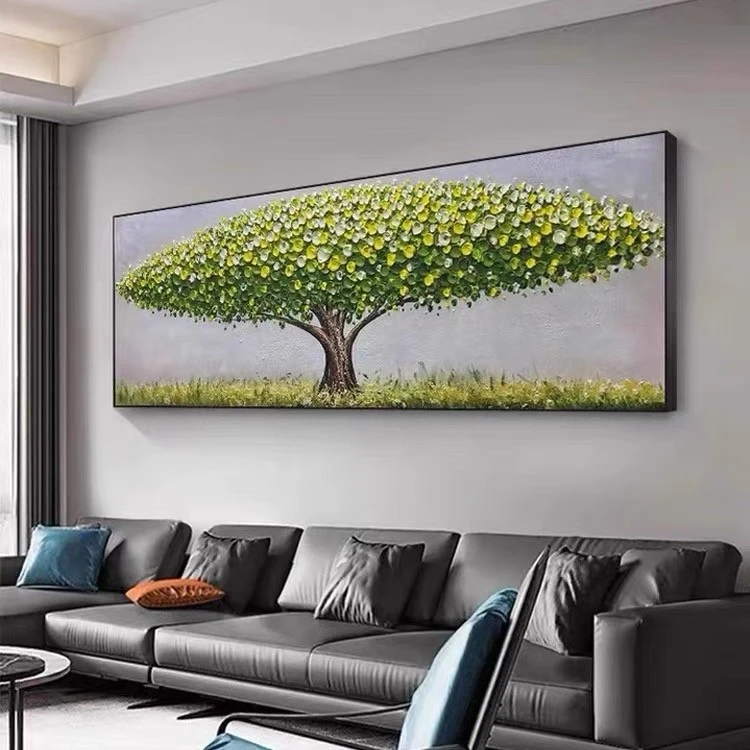 Y114手绘油画抽象大树床头装饰画现代简约沙发背景壁画轻奢挂画