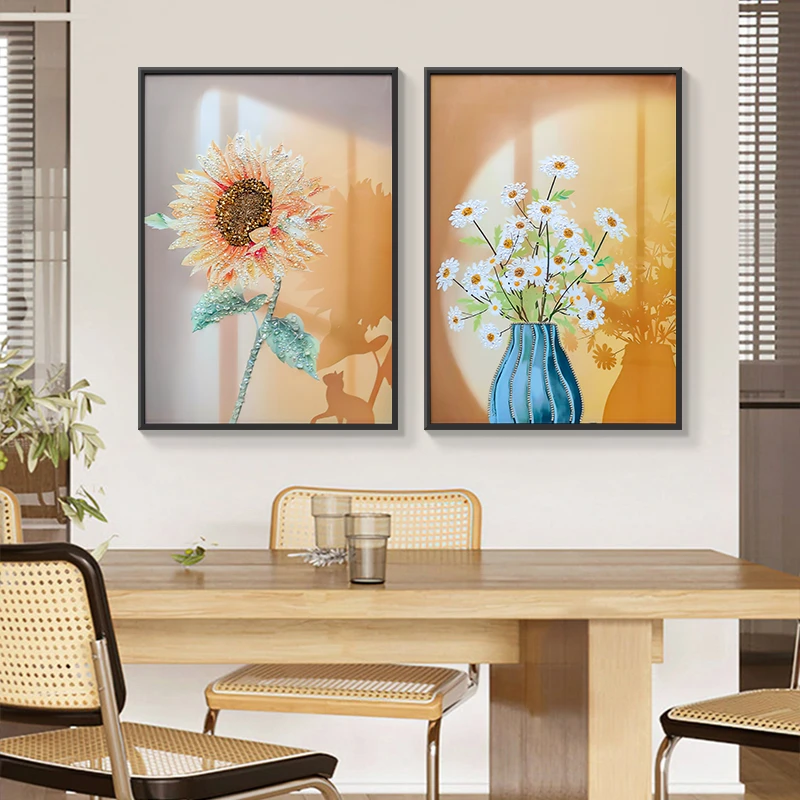 L13客厅装饰画沙发背景墙壁画现代简约二联画餐厅挂画实物晶瓷画