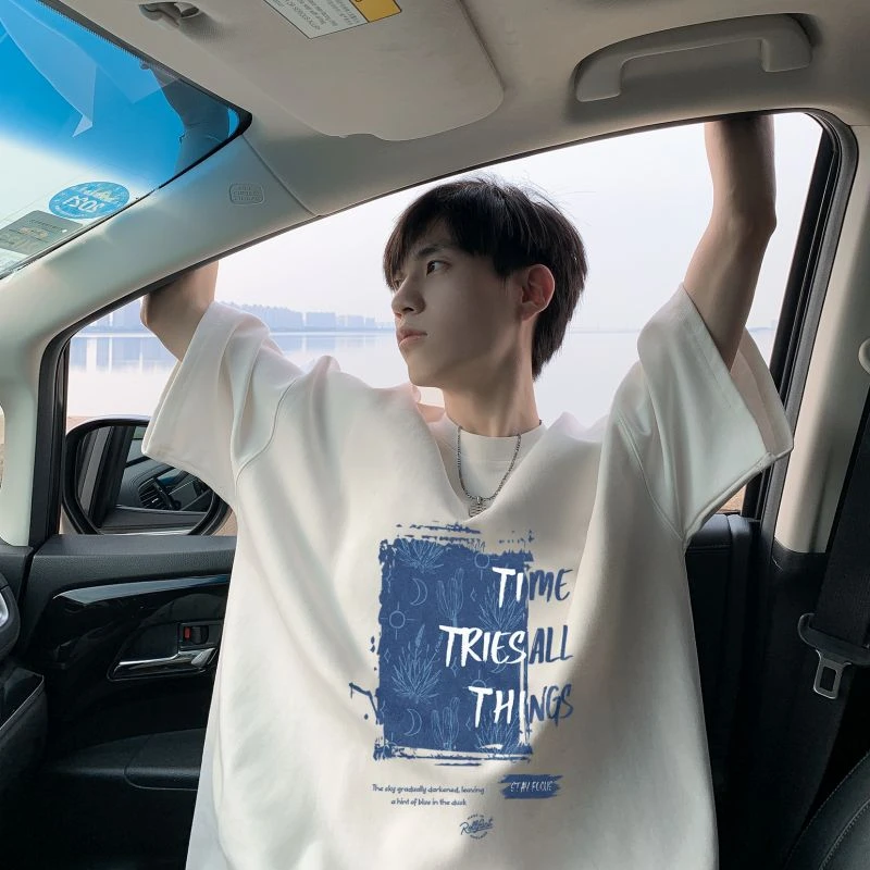 重磅260g纯棉短袖t恤男潮牌潮流美式复古宽松高街百搭半袖体恤衫