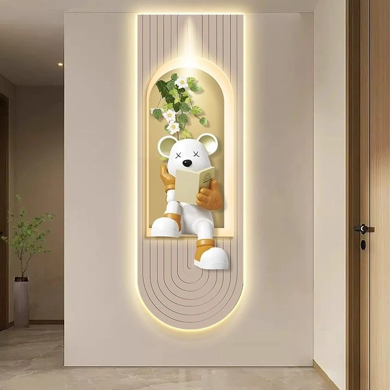 现代轻奢入户玄关装饰画奶油风走廊过道挂画客厅背景壁画LED灯画