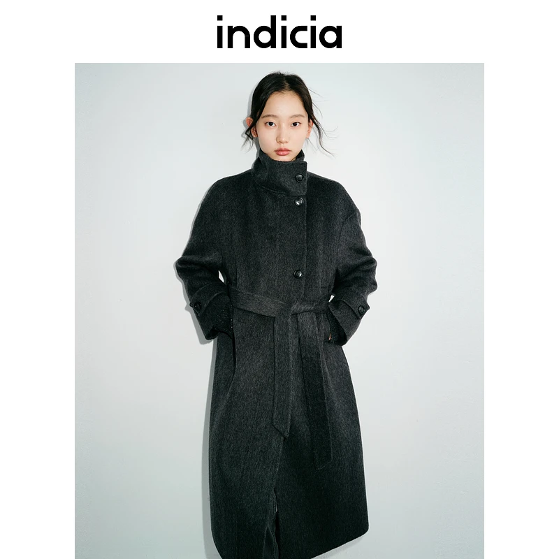 indicia标记24冬季新款时尚百搭毛呢外套气质大衣L2D4DY172