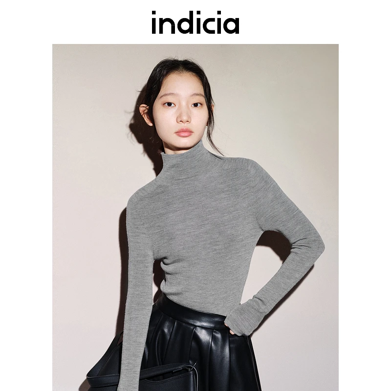 indicia标记多色打底修身显瘦绵羊毛针织衫贴肤软糯L2D4MS155