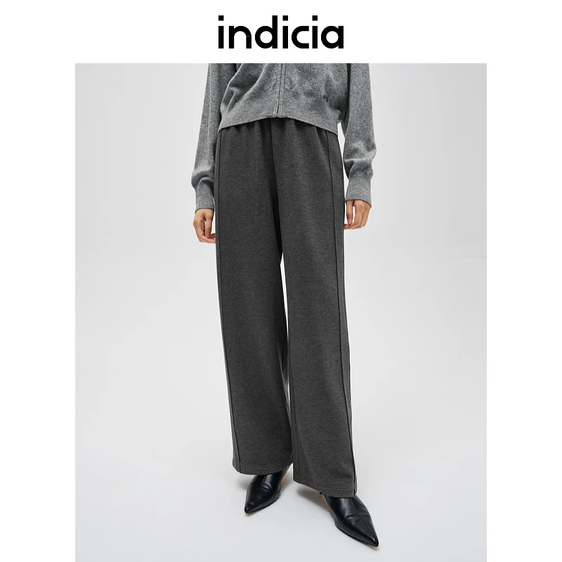 indicia标记24冬新款垂感阔腿裤休闲高腰显瘦直筒慵懒感L2D4KZ219