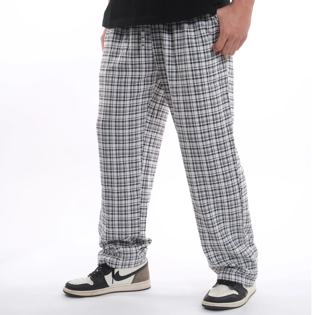 HYPERKILLER 2024FW李峙锦撞色条纹格阔腿宽松休闲长裤