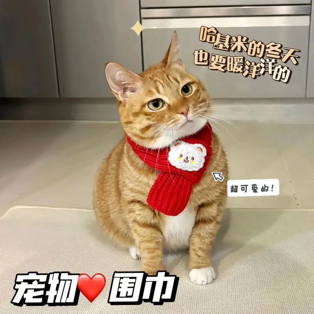 冬天宠物围巾小狗圣诞新年配饰宠物用品冬季保暖红色猫咪毛绒围脖