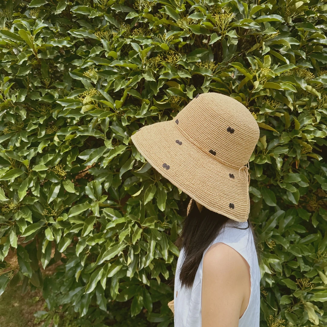 拉菲草编帽子女夏大帽檐遮阳防晒日系渔夫帽海边度假沙滩太阳盆帽