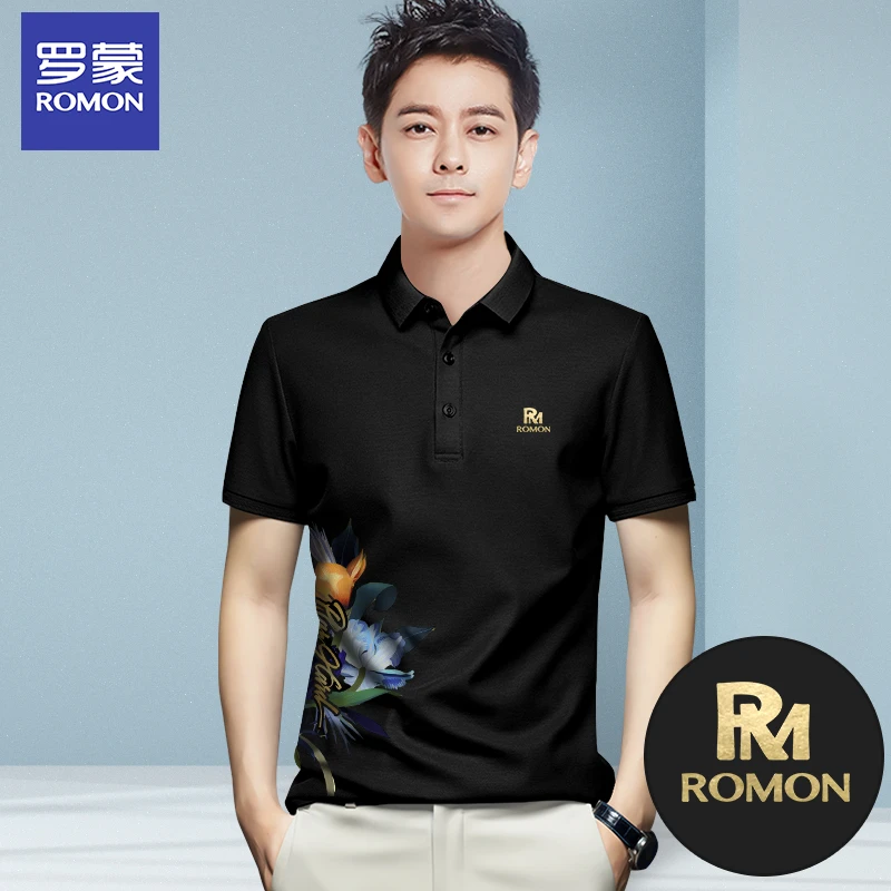 Romon/罗蒙DX3266T春夏高档经典百搭商务修身翻领透气短袖打底衫