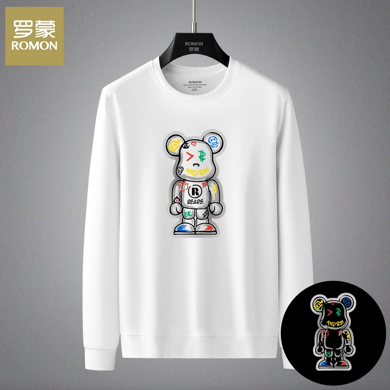 Romon/罗蒙DX6007T/秋冬男士保暖加绒圆领卫衣打底衫男装冬季休闲