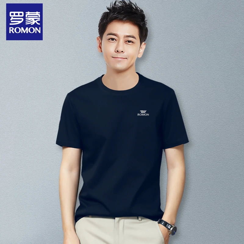 Romon/罗蒙DX1012R/夏季百搭品质凉感圆领短袖洋气T恤衫男装