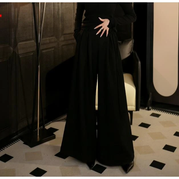 QIANTAI【蝴蝶结】显瘦气质轻奢设计师时尚百搭简约高级复古长裤