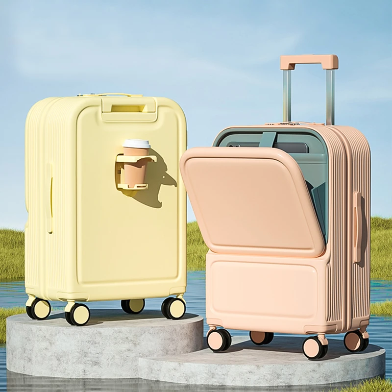 高颜值前开口行李箱多功能静音密码旅行轻便拉杆箱女学生结实耐用