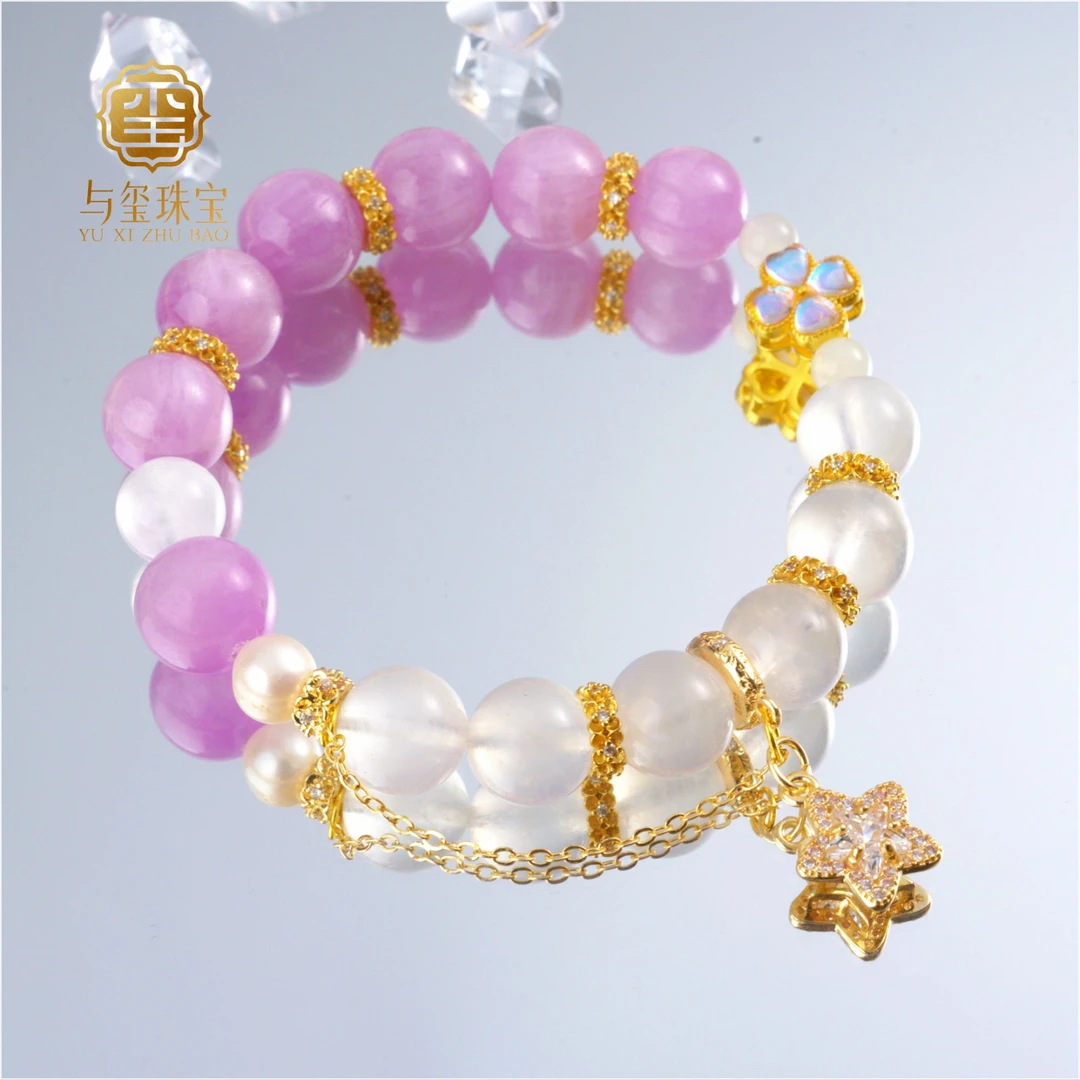 【幸运星】紫锂辉+老矿月光石