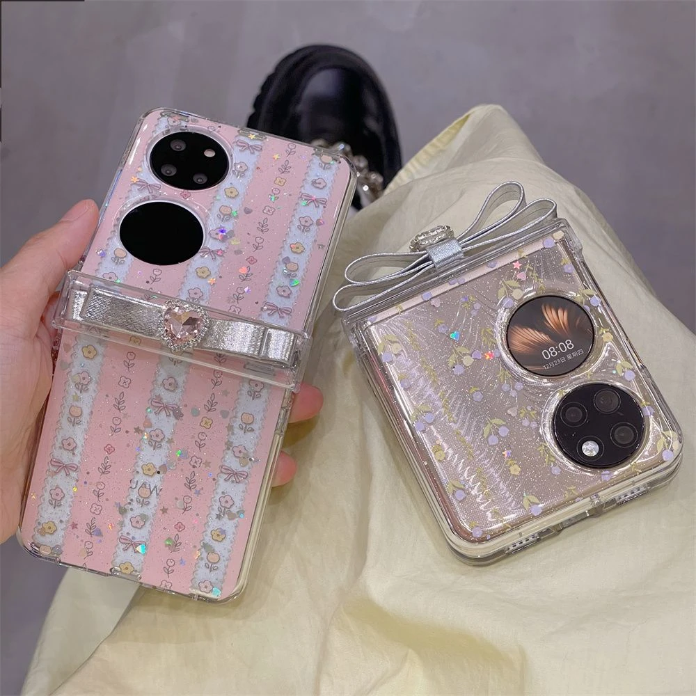 适用ins风文艺粉绿小碎花适用于华为p50pocket手机壳新pockets折
