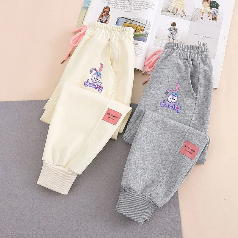 运动裤加绒秋冬季新款女童裤子2024新款韩版洋气中小儿童卫裤外穿