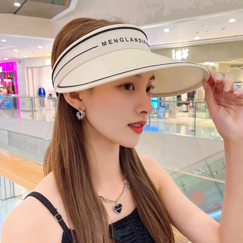 防晒帽女款夏季空顶遮阳帽防紫外线大檐遮脸跑步太阳帽子2025夏天