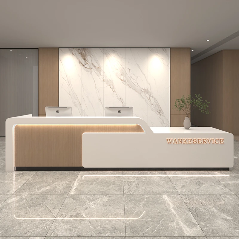 现代简约烤漆前台接待台公司服务咨询台办公吧台美容院收银台定制